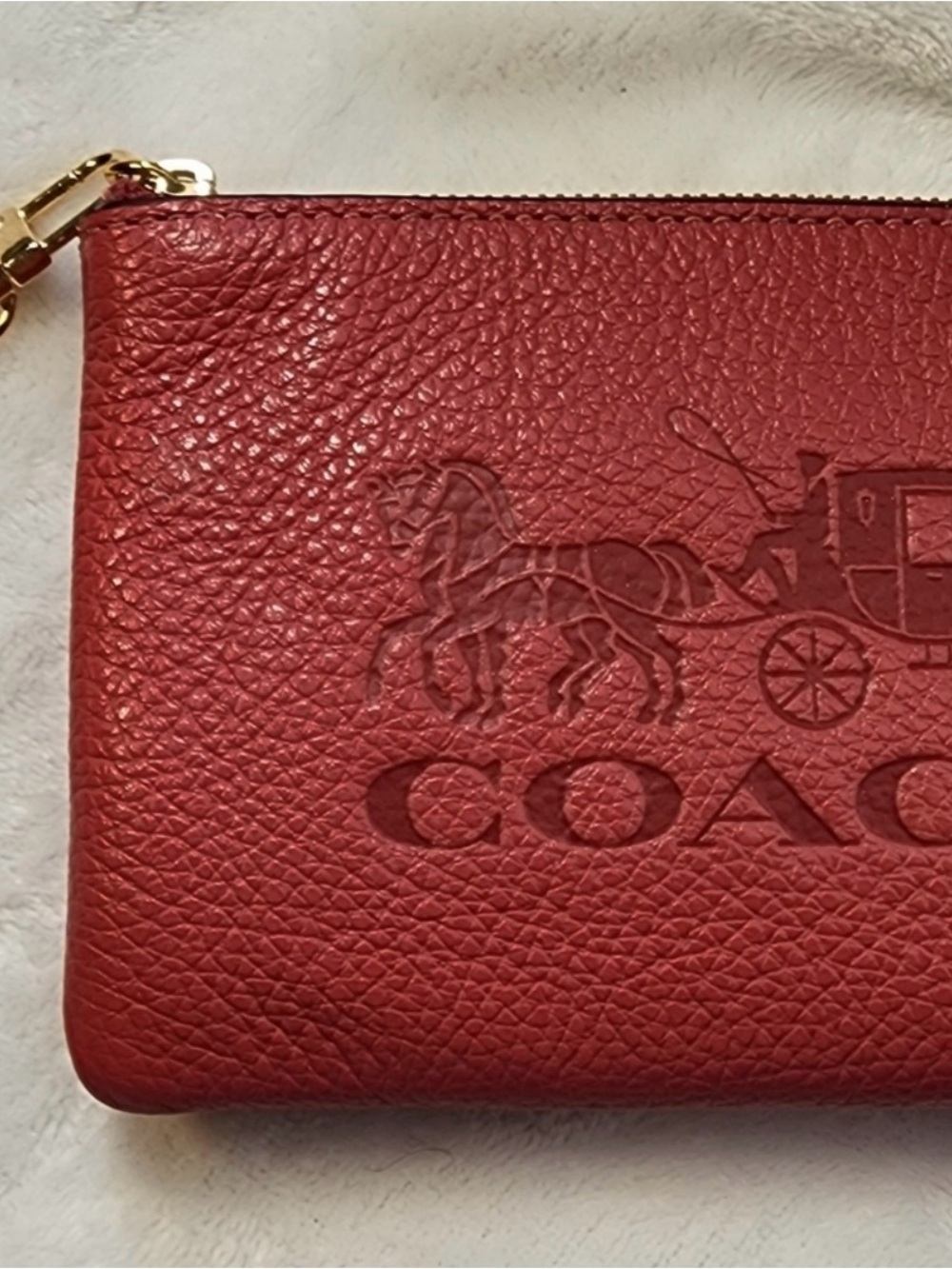 Coach Pink "Strawberry Haze" Pebbled Leather Wristlet Clutch - Picture 3 of 8